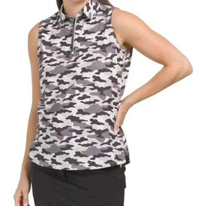 Camouflage Pattern Keystone Sleeveless Top (Color: ONYX)